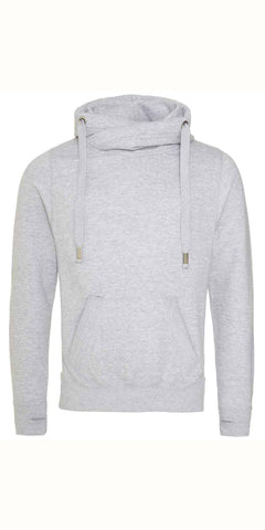 Cosy Cross Neck Hoodie in Heather Grey
