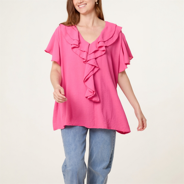 Ruffle Neck Frill Sleeve Blouse (various colours) - TheSecretCloset.Boutique