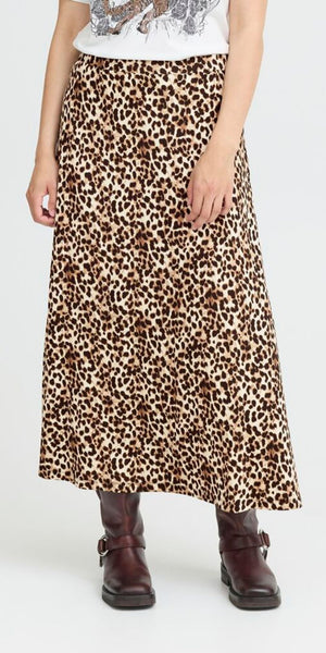 PULZ CHARLOTTE Skirt in Brown Animal Print