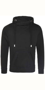 Cosy Cross Neck Hoodie in Jet Black