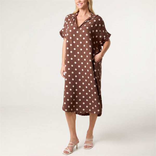Cotton Polka Dot Collared Dress (various colours) - TheSecretCloset.Boutique