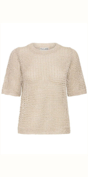 PULZ VALERIE Short Sleeve Pullover in Silver