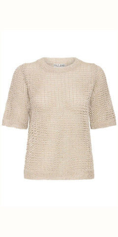 PULZ VALERIE Short Sleeve Pullover in Silver