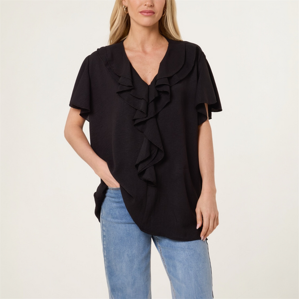 Ruffle Neck Frill Sleeve Blouse (various colours) - TheSecretCloset.Boutique