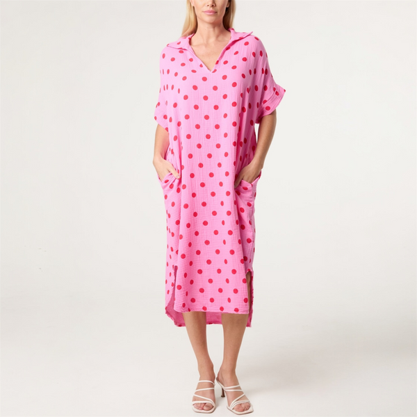 Cotton Polka Dot Collared Dress (various colours) - TheSecretCloset.Boutique