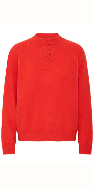 ICHI DASILA Long Sleeve Knit in Fiery Red