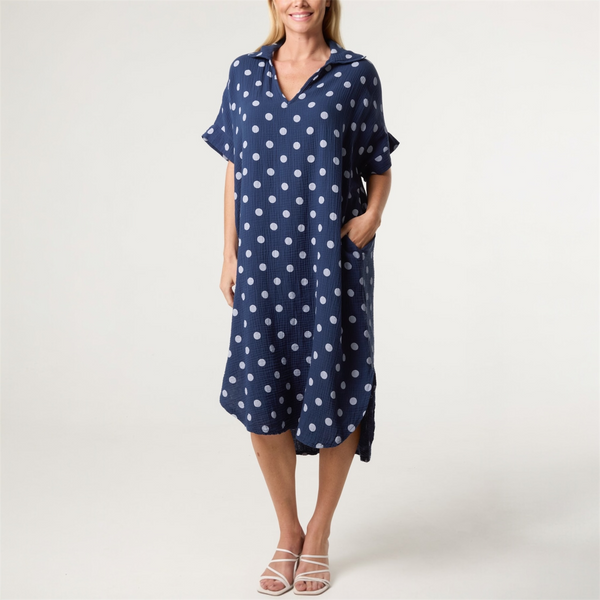 Cotton Polka Dot Collared Dress (various colours) - TheSecretCloset.Boutique