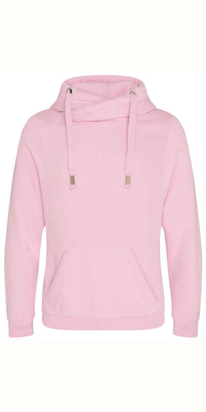 Cosy Cross Neck Hoodie in Baby Pink