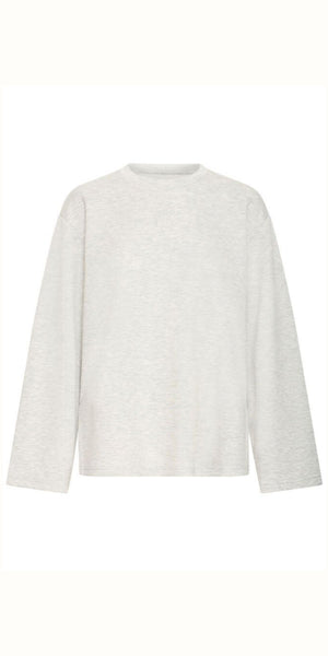 ICHI COZY Long Sleeve Top in Light Grey Melange