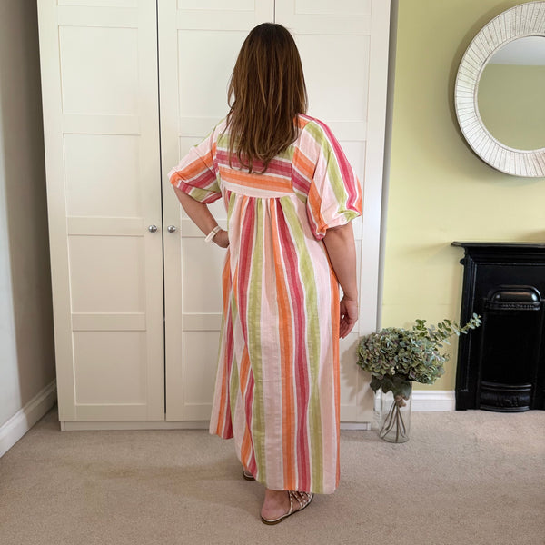 Cotton Stripe Dress in Lime - TheSecretCloset.Boutique