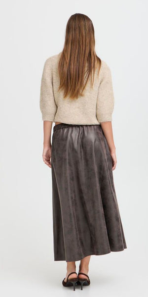 b young DIMION Skirt in Brown Vegan Leather