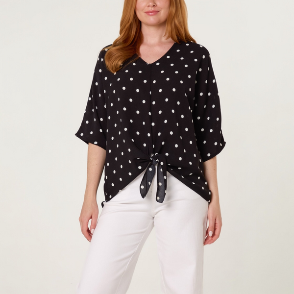 Polka Dot Tie Front Top (various colours)