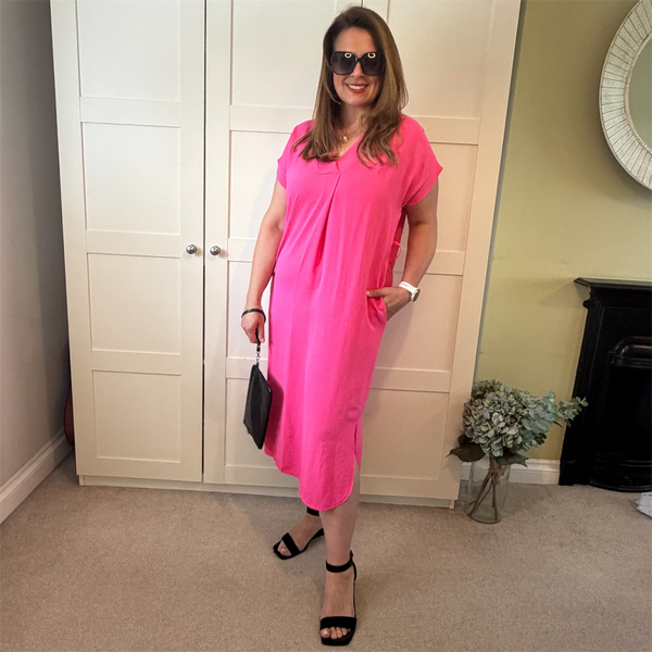 V Neck Belted Dress with Pockets - TheSecretCloset.Boutique