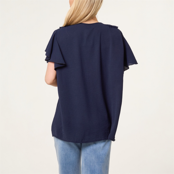 Ruffle Neck Frill Sleeve Blouse (various colours) - TheSecretCloset.Boutique