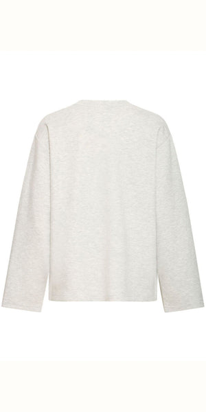 ICHI COZY Long Sleeve Top in Light Grey Melange