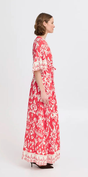 b young JASMINA Long Dress in Flame Scarlett