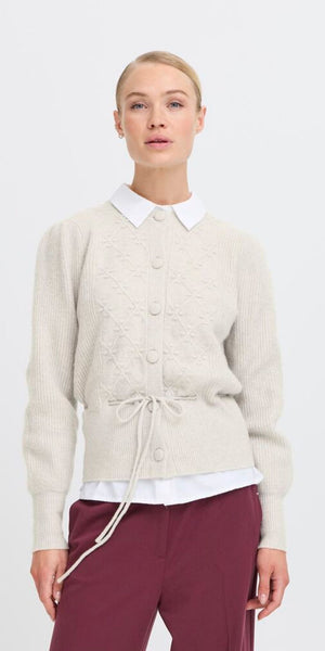b young MIFFA Long Sleeve Cardigan in String Melange