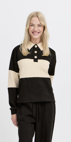 b young PUSTI Polo Pullover in Meteorite