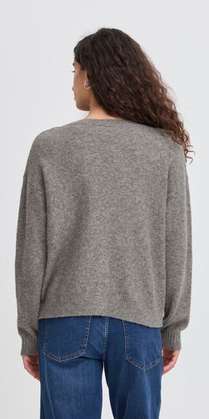 ICHI DASILA Cardigan in Dark Grey Melange