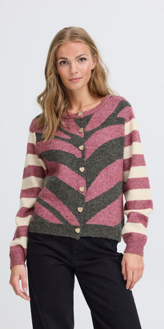 ICHI LIVONI Cardigan in Maroon