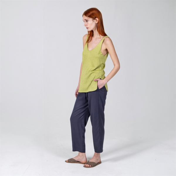 AGGEL Green Lurex Sleeveless Top - TheSecretCloset.Boutique