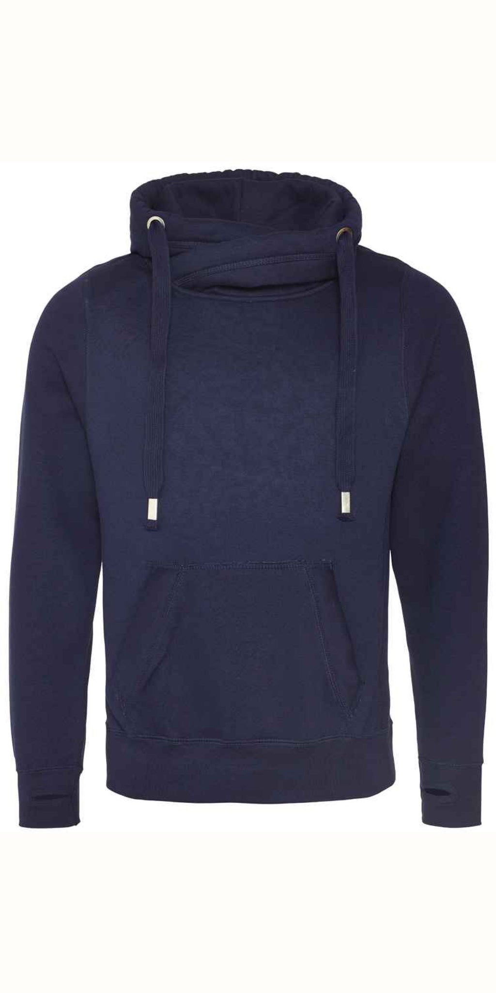 Cosy Cross Neck Hoodie in Navy