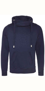Cosy Cross Neck Hoodie in Navy