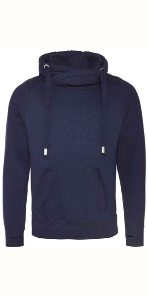Cosy Cross Neck Hoodie in Navy
