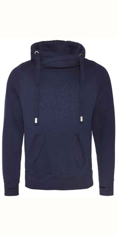 Cosy Cross Neck Hoodie in Navy