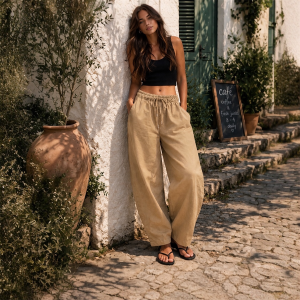 Stretch Cotton Barrel Trousers - TheSecretCloset.Boutique