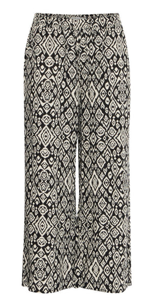 ICHI LINNO Pants in Black Diamond Ikat