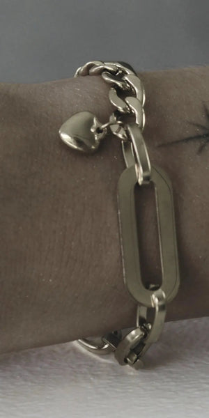 COURAGE T Bar Heart Bracelet in Silver