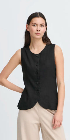 ICHI LINNO Waistcoat in Black