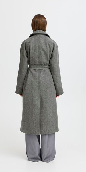 b young CILIA Coat in Mid Grey Melange