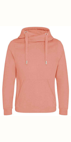 Cosy Cross Neck Hoodie in Dusty Pink