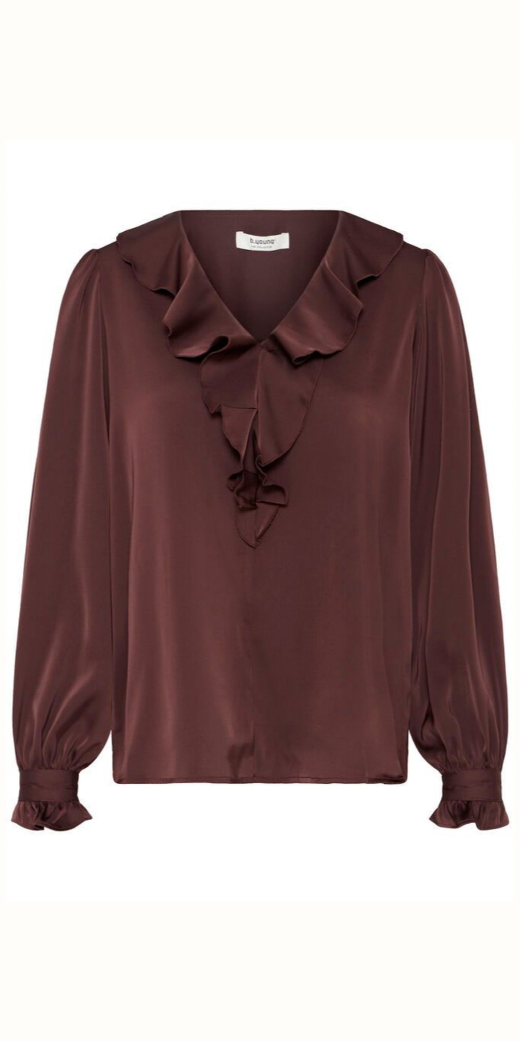 b young FLAIR Frill Blouse in Fudge