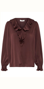 b young FLAIR Frill Blouse in Fudge