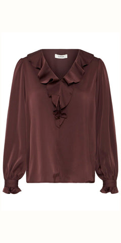b young FLAIR Frill Blouse in Fudge