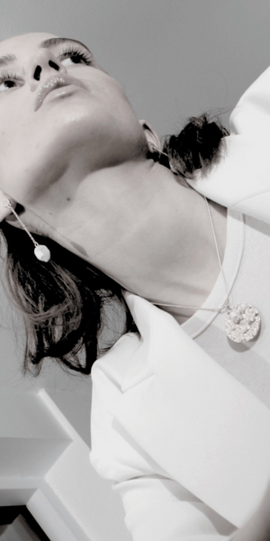 AUDREY Adjustable Pearl Dot Necklace in Silver
