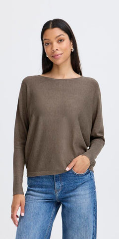 b young MORLA Batwing Fine Knit in Walnut Melange