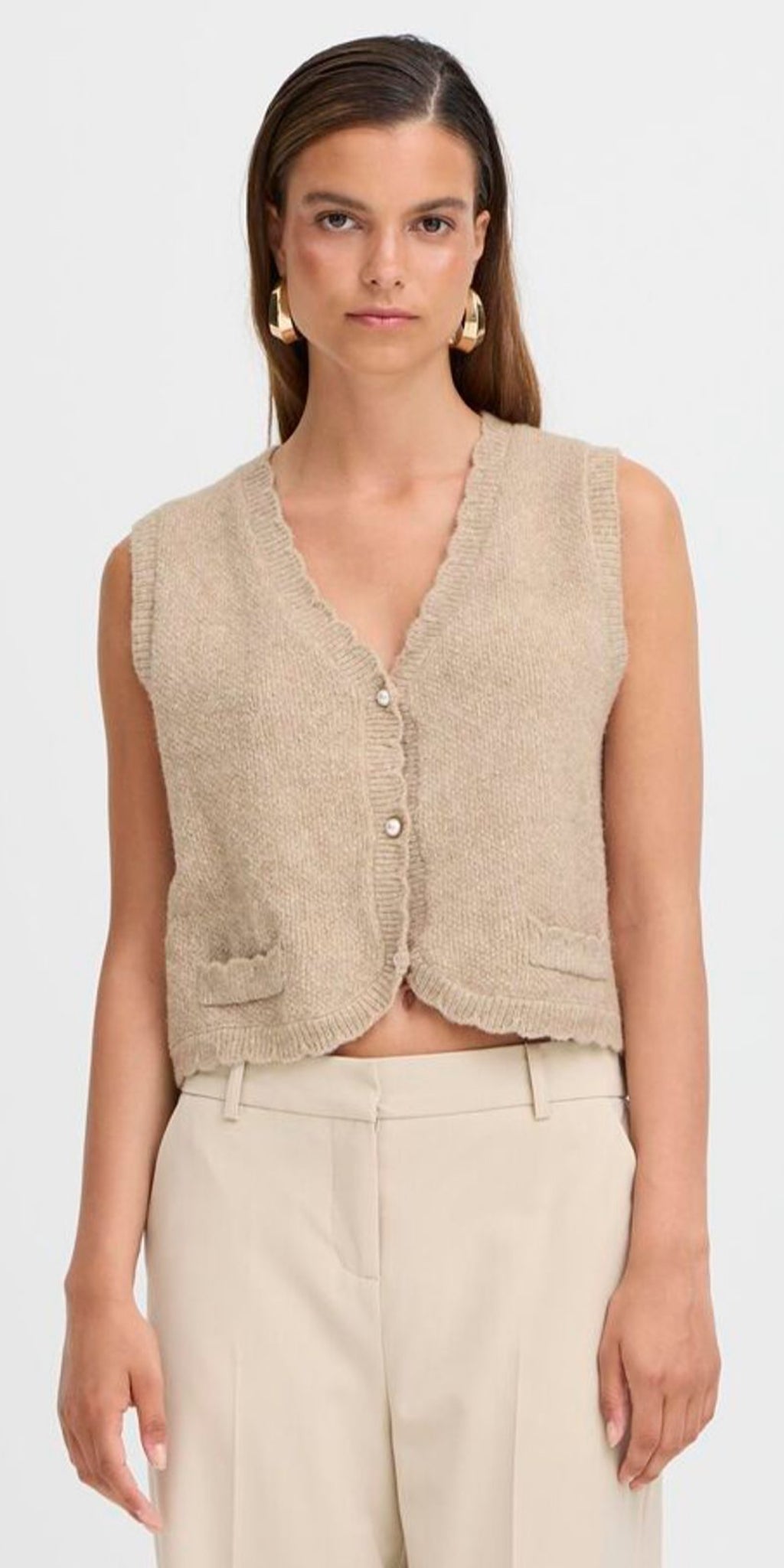 b young NADIKA Vest in String Melange