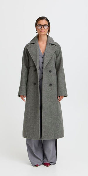b young CILIA Coat in Mid Grey Melange