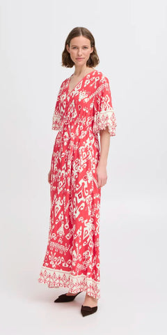 b young JASMINA Long Dress in Flame Scarlett
