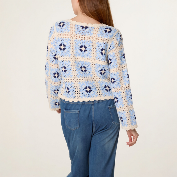 Scalloped Crochet Top in Blue - TheSecretCloset.Boutique