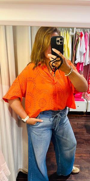 Broderie Boxy Top