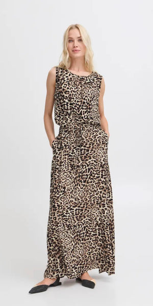 b young JOELLA Maxi Skirt in Birch Leopard