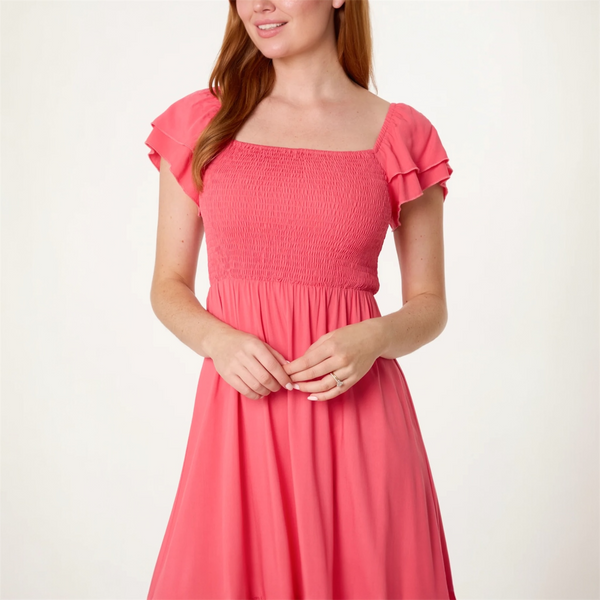 Plain Smock Dress in Coral - TheSecretCloset.Boutique
