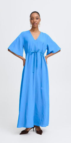 b young HAILEY V Neck Maxi Dress in Palace Blue
