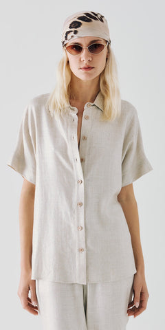 ACCESS Short Sleeve Metallic Linen Shirt