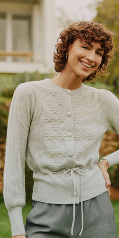 b young MIFFA Long Sleeve Cardigan in String Melange